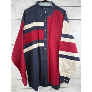 Wrangler Western Shirt Colorblock Cowboy Shirt Red White Blue 2XL‎ Patriotic
